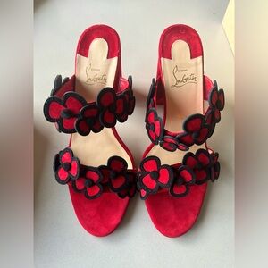 Christian Louboutin - Tres Pansy 85 Sandals - Suede Red - New
